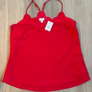 NWT J. Crew Vibrant Red Camisole with Scalloped Neckline size 6